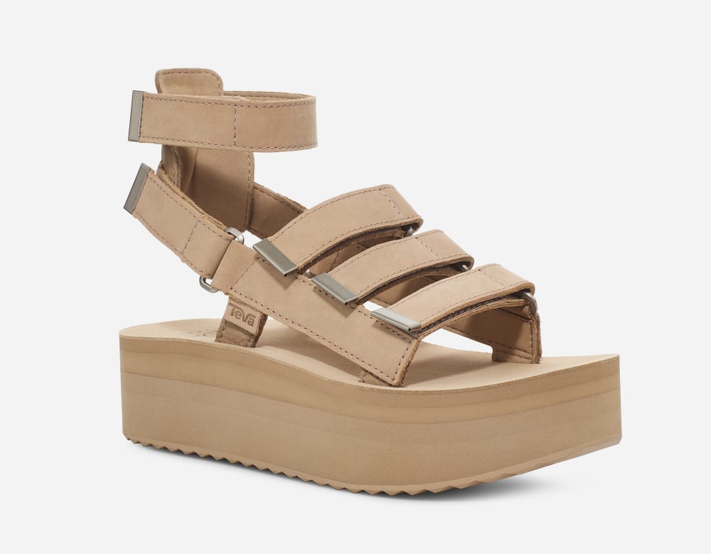 Teva Flatform Mevia Leather Platå Sandaler Dam Aprikos | Sverige-3810