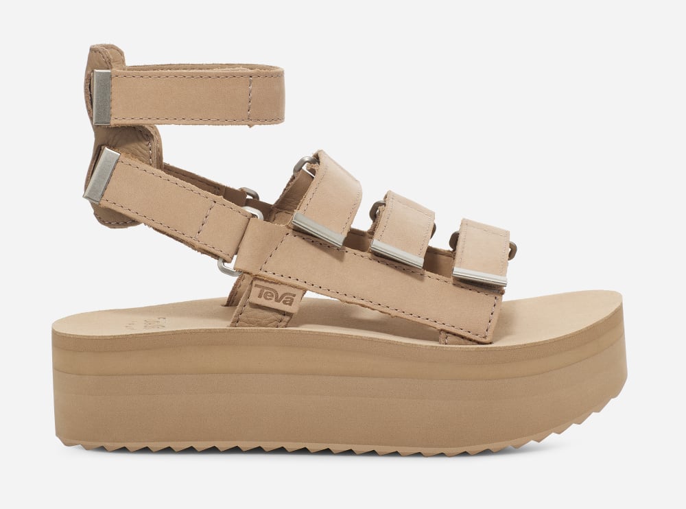 Teva Flatform Mevia Leather Platå Sandaler Dam Aprikos | Sverige-3810