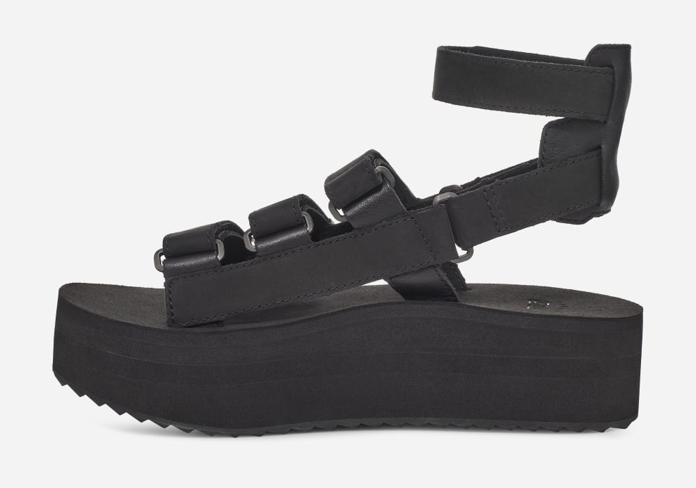 Teva Flatform Mevia Leather Platå Sandaler Dam Svarta | Sverige-9657