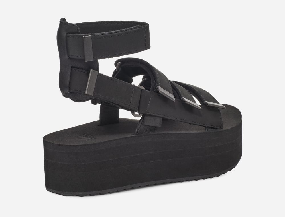 Teva Flatform Mevia Leather Platå Sandaler Dam Svarta | Sverige-9657