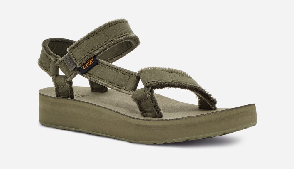 Teva Midform Universal Canvas Platå Sandaler Dam Olivgröna | Sverige-2705