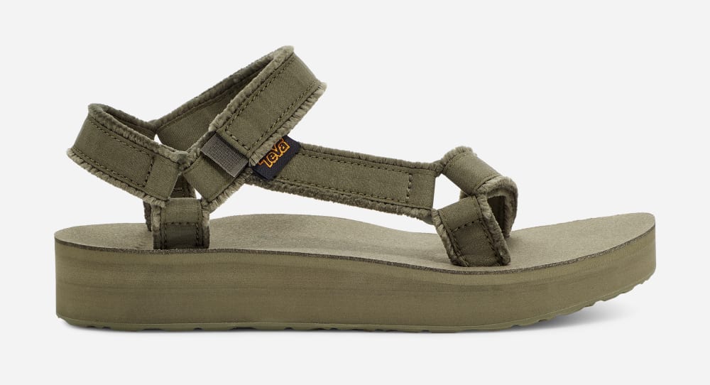 Teva Midform Universal Canvas Platå Sandaler Dam Olivgröna | Sverige-2705