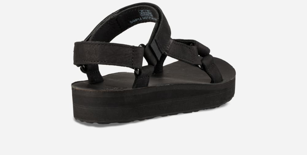 Teva Midform Universal Leather Platå Sandaler Dam Svarta | Sverige-0923