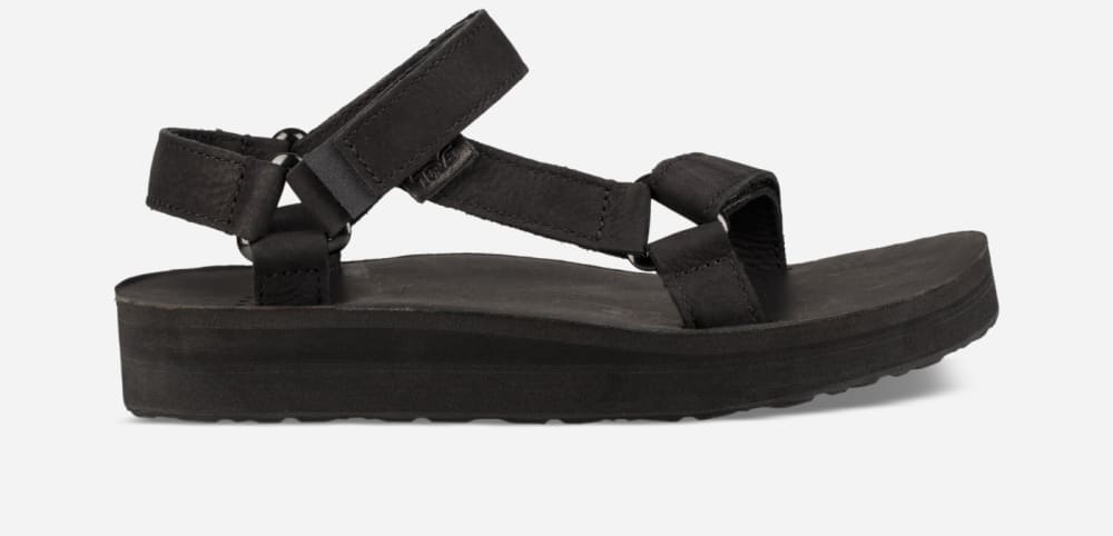 Teva Midform Universal Leather Platå Sandaler Dam Svarta | Sverige-0923