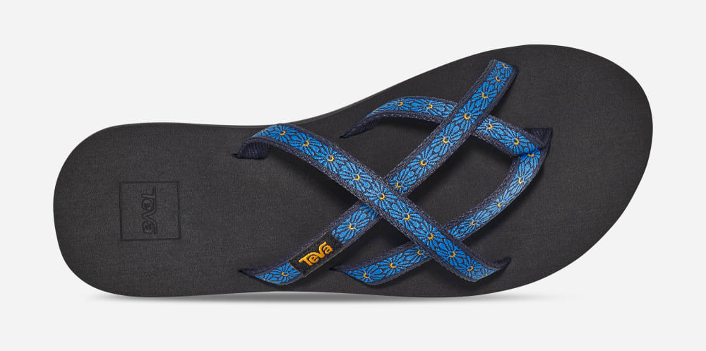 Teva Olowahu Flip Flop Dam Blommiga Marinblå | Sverige-3761