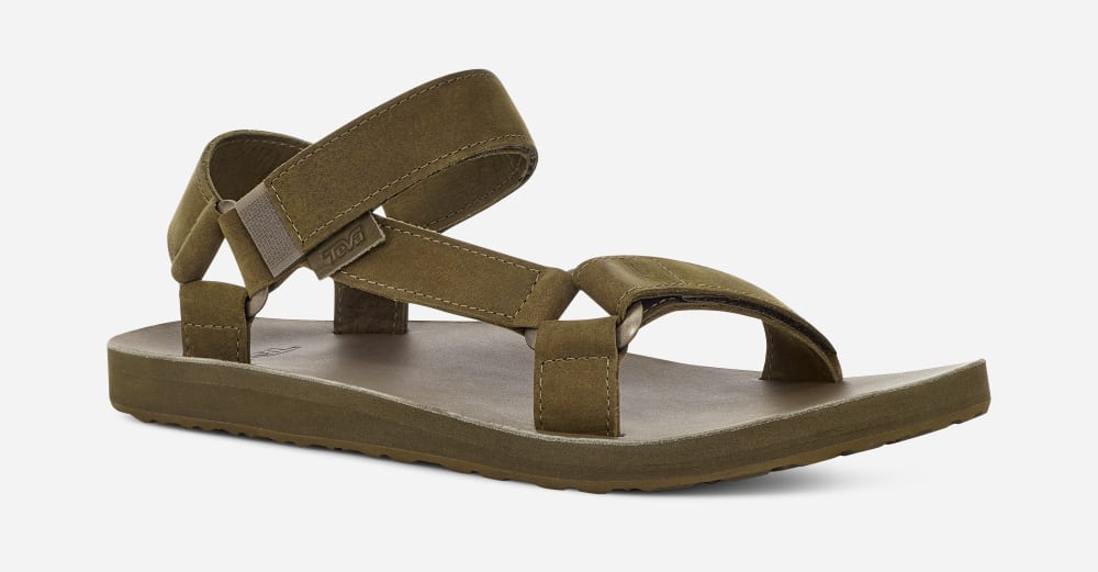 Teva Original Universal Full Grain Sandaler Herr Mörkolivgröna | Sverige-8476