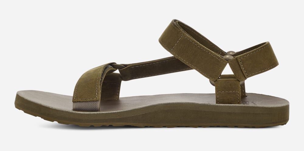 Teva Original Universal Full Grain Sandaler Herr Mörkolivgröna | Sverige-8476