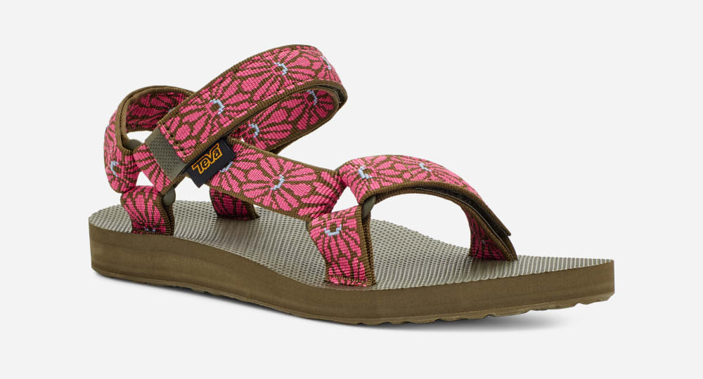 Teva Original Universal Sandaler Dam Blommiga Mörkolivgröna Fuchsia | Sverige-6782