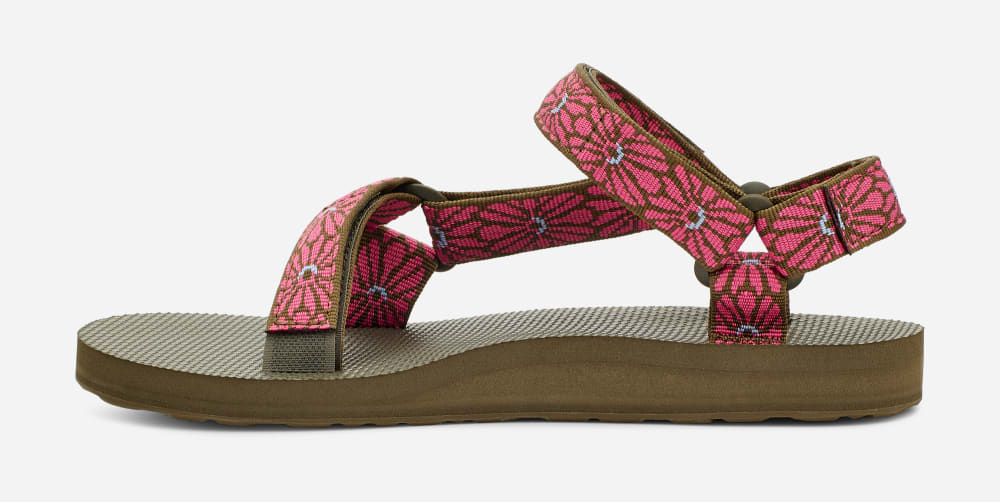 Teva Original Universal Sandaler Dam Blommiga Mörkolivgröna Fuchsia | Sverige-6782