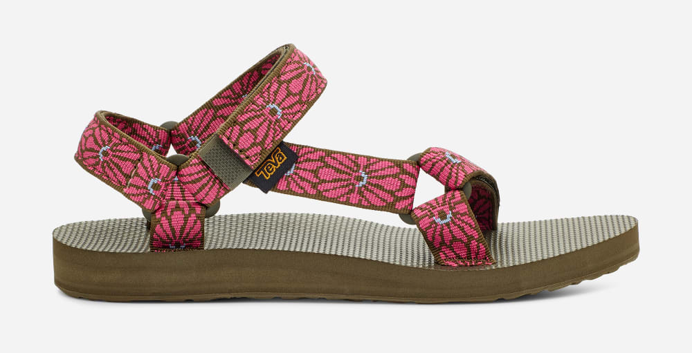 Teva Original Universal Sandaler Dam Blommiga Mörkolivgröna Fuchsia | Sverige-6782