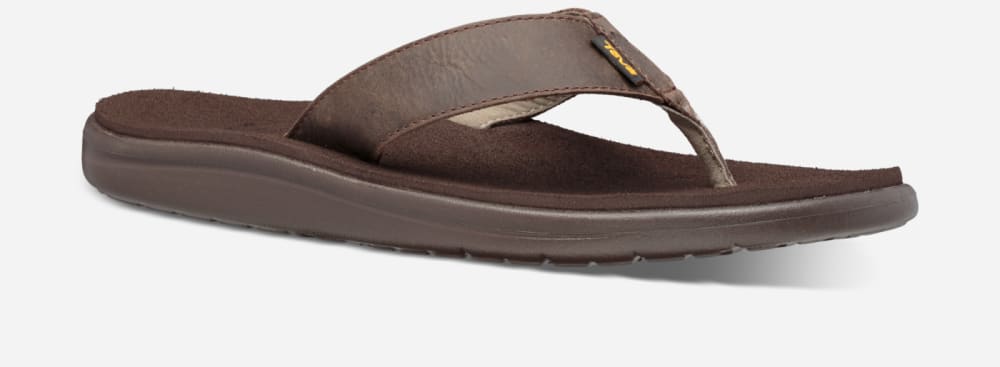 Teva Voya Leather Flip Flop Herr Choklad Bruna | Sverige-2087