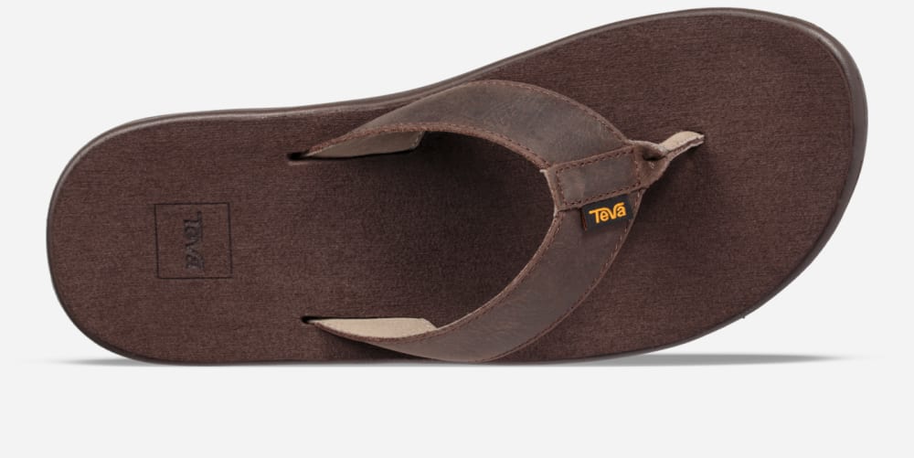 Teva Voya Leather Flip Flop Herr Choklad Bruna | Sverige-2087