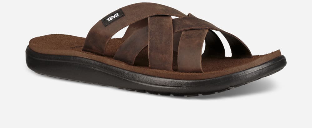 Teva Voya Leather Tofflor Herr Bruna | Sverige-7465