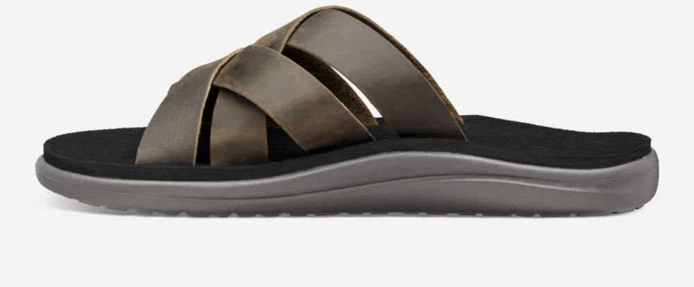 Teva Voya Leather Tofflor Herr Mörkolivgröna | Sverige-5176