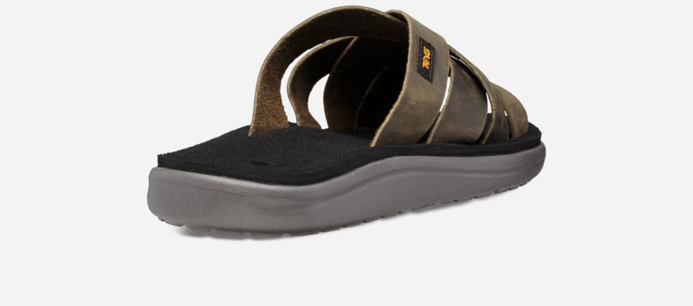 Teva Voya Leather Tofflor Herr Mörkolivgröna | Sverige-5176