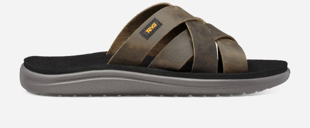 Teva Voya Leather Tofflor Herr Mörkolivgröna | Sverige-5176