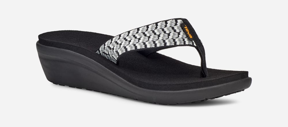 Teva Voya Wedge Flip Flop Dam Svarta Vita | Sverige-9804