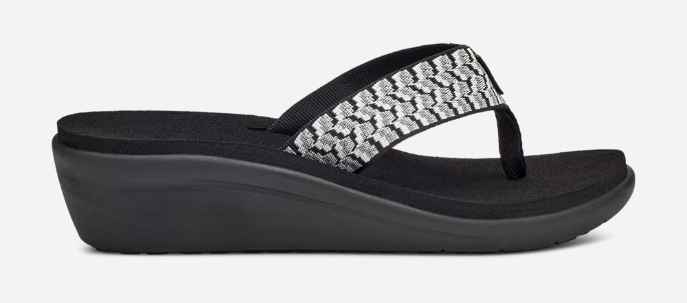 Teva Voya Wedge Flip Flop Dam Svarta Vita | Sverige-9804